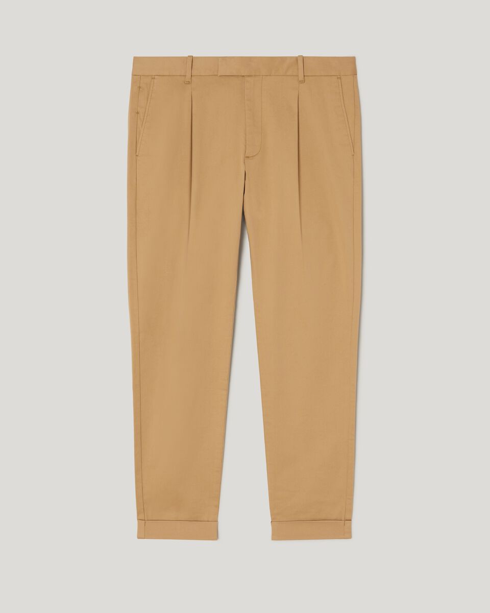 Regular Stretch Pleated Cotton Chinos